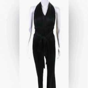 NWT Halton Heritage halter neck day 2 nite black straight leg stretch pantsuit 8
